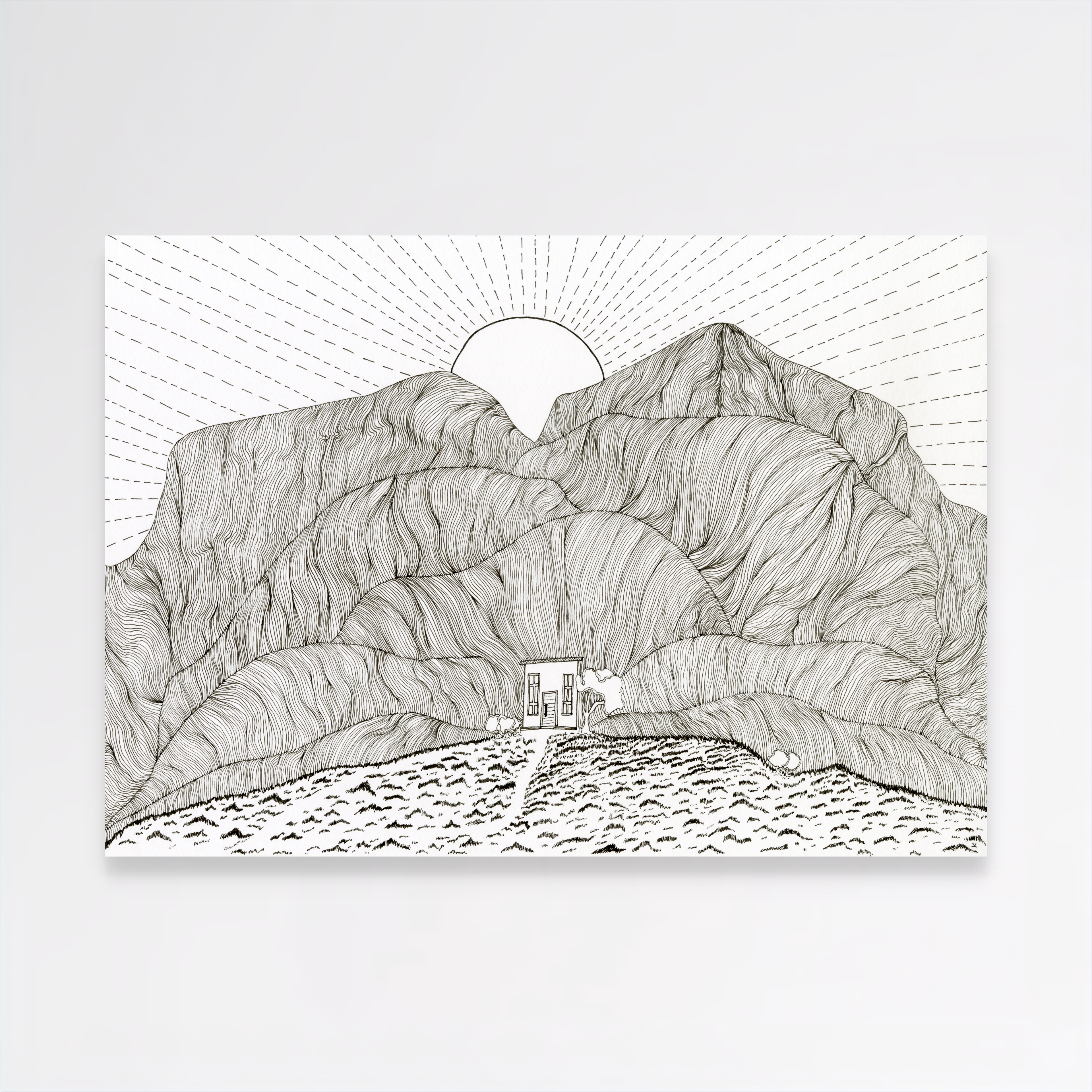 Little House and the Berg - Open Edition Archival Monochrome Ink Print