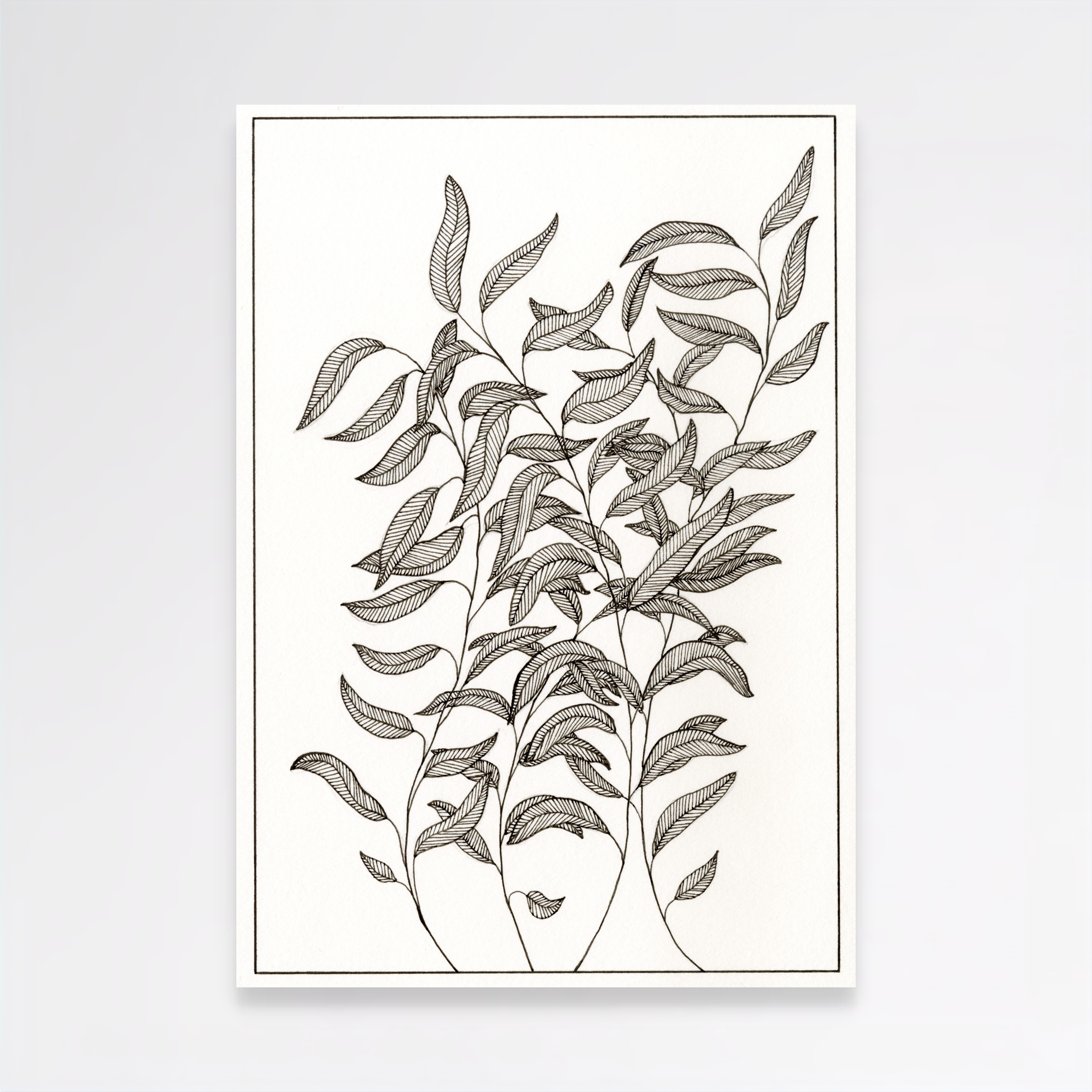 Lined Leaves – Open Edition Archival Monochrome Ink Print