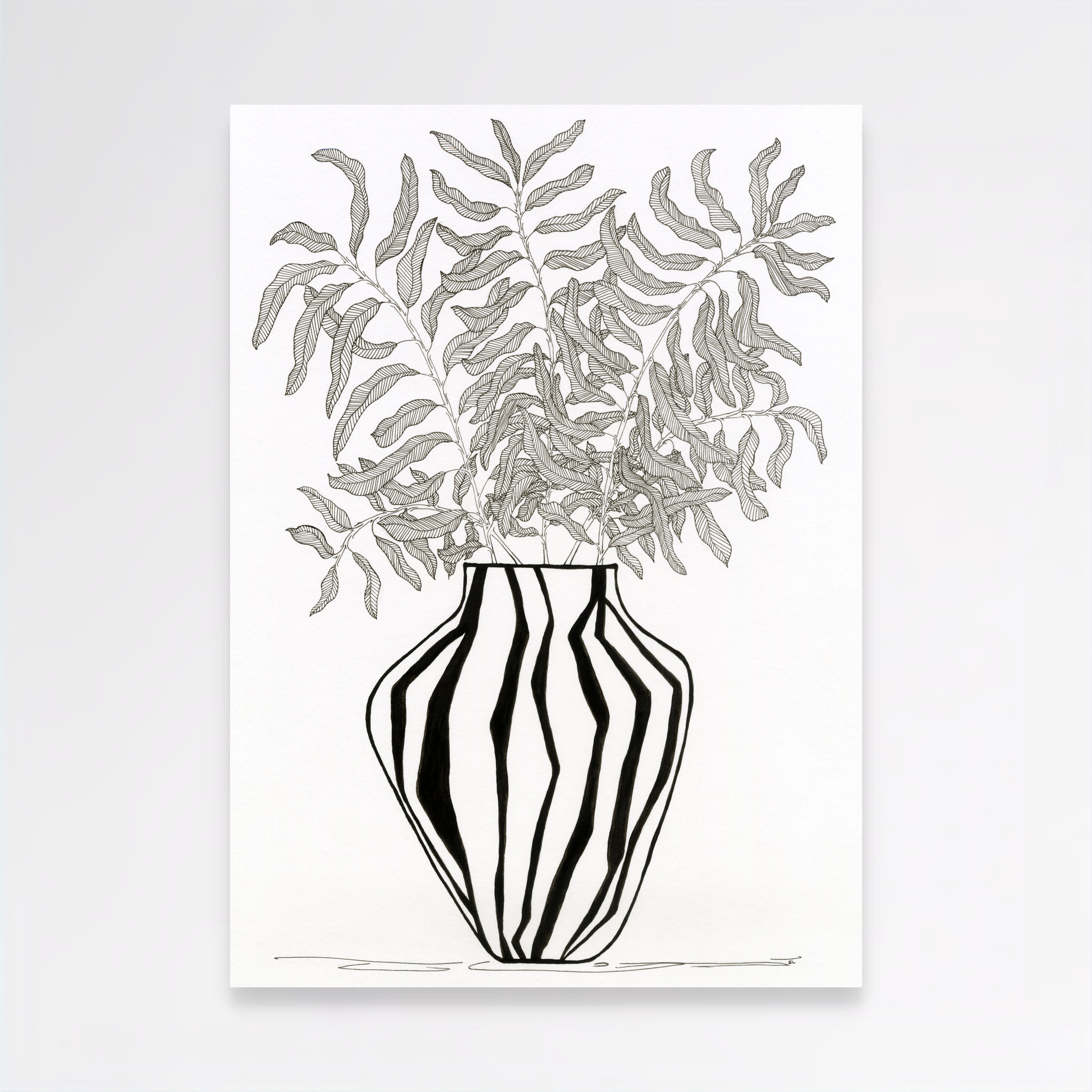 Zebra Vase – Open Edition Archival Monochrome Ink Print