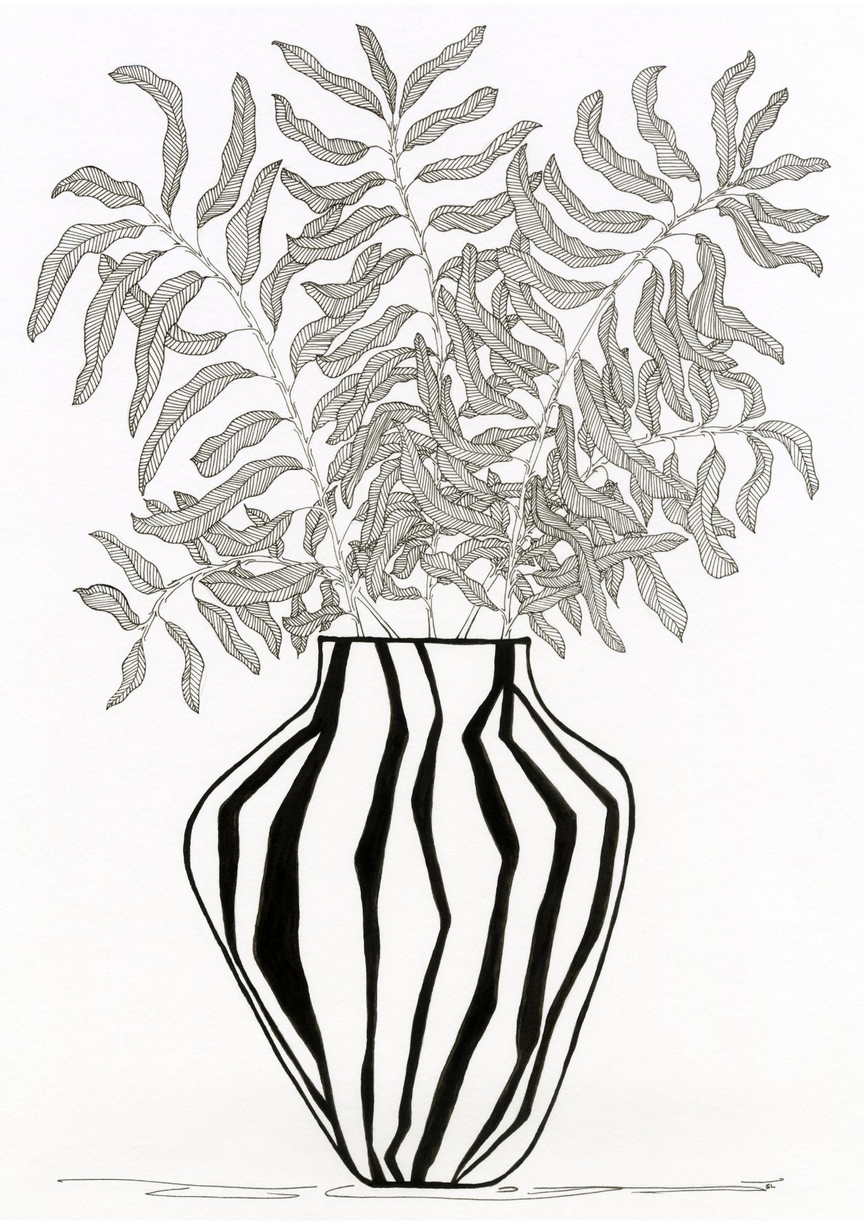 Zebra Vase – Open Edition Archival Monochrome Ink Print