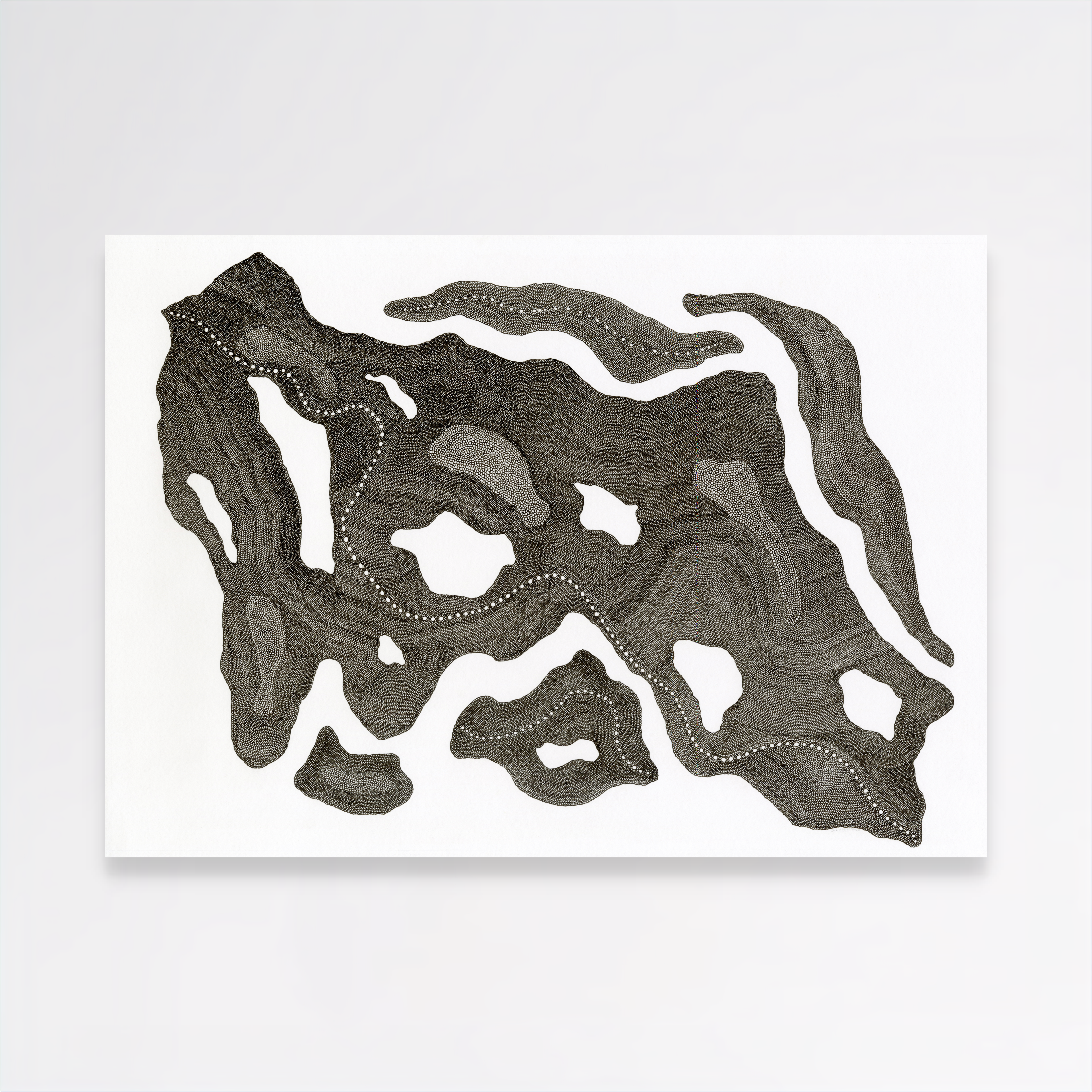 Mapping Cloudy Terrain — original archival ink drawing by Shanna Lindinger, South African ink artist, 2025